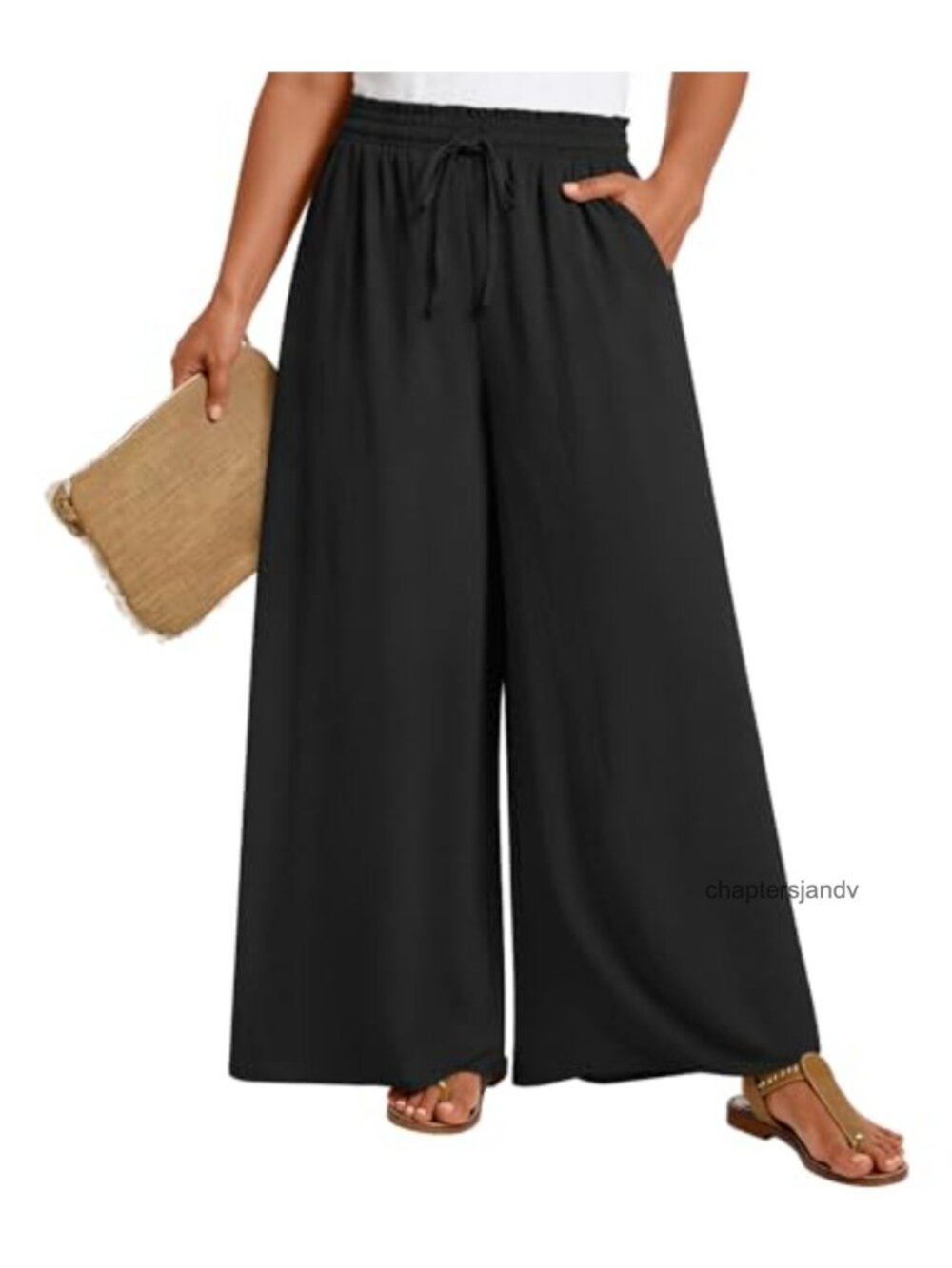 Womens Plus Size Wide Leg Palazzo Pants with Pockets High Waist Lounge